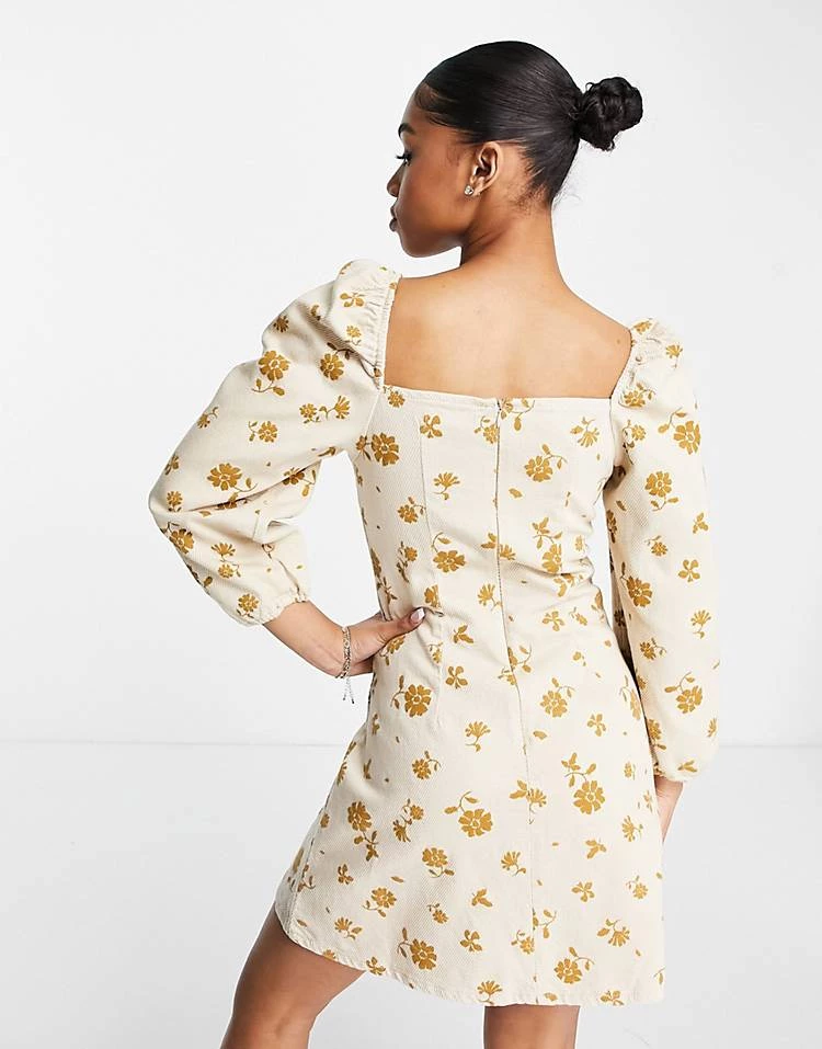 Urban Revivo Denim Mini Dress In Yellow Floral Print For Women 4 Urban Revivo Denim Mini Dress In Yellow Floral Print For Women - Image 2