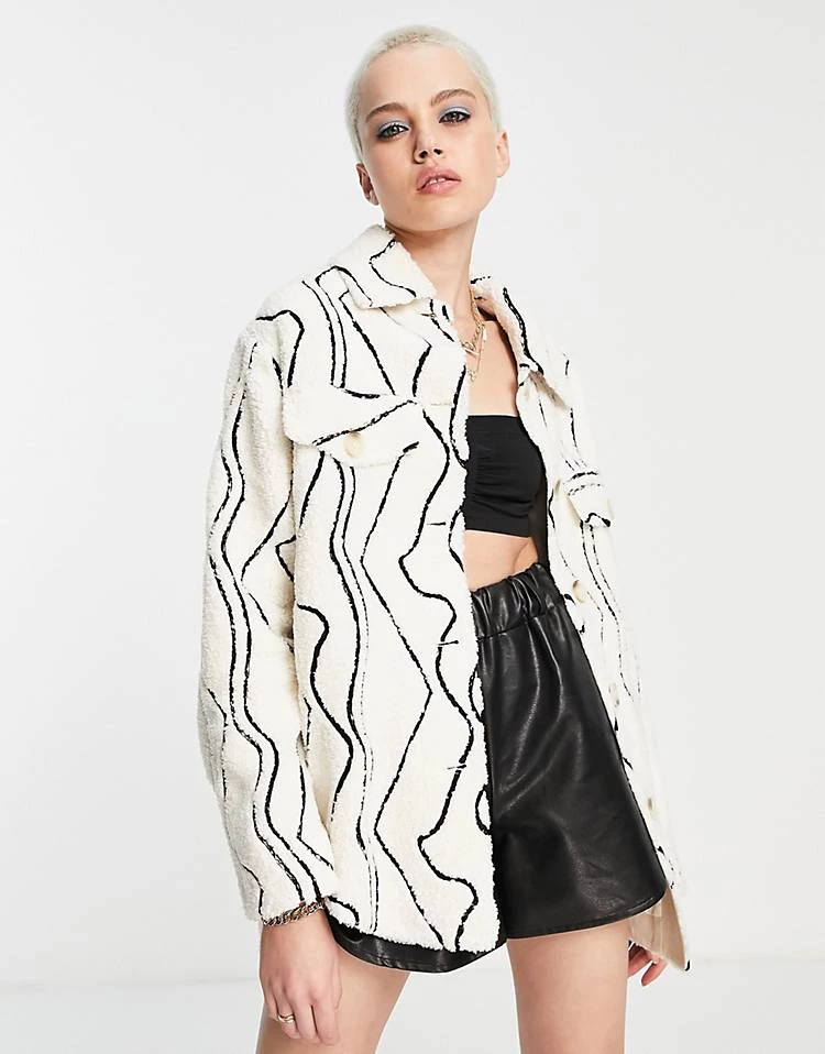 Urban Revivo Printed Shacket In White For Women 6 Urban Revivo Printed Shacket In White For Women - Image 4