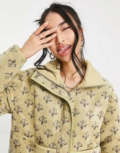 Urban Revivo Zip Front Printed Jacket In Yellow For Women -Urban Revivo Sales unnamed file 1520