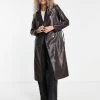 Urban Revivo Faux Leather Coat In Brown For Women