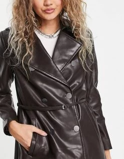 Urban Revivo Faux Leather Coat In Brown For Women -Urban Revivo Sales unnamed file 1541