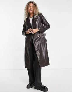 Urban Revivo Faux Leather Coat In Brown For Women -Urban Revivo Sales unnamed file 1542