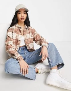 Urban Revivo Check Print Shacket In Khaki For Women -Urban Revivo Sales unnamed file 1556