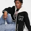 Urban Revivo Oversized Varsity Jacket In Black For Women -Urban Revivo Sales unnamed file 1583