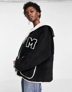 Urban Revivo Oversized Varsity Jacket In Black For Women -Urban Revivo Sales unnamed file 1585