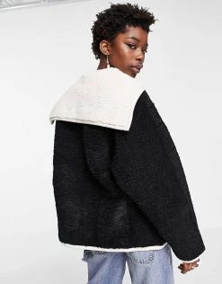 Urban Revivo Oversized Varsity Jacket In Black For Women -Urban Revivo Sales unnamed file 1586