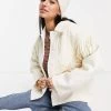 Urban Revivo Fringe Detail Jacket In Off White For Women Pink