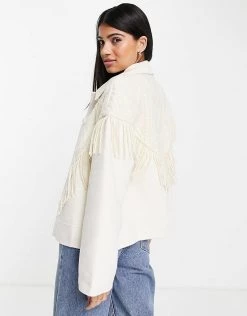 Urban Revivo Fringe Detail Jacket In Off White For Women Pink -Urban Revivo Sales unnamed file 1610