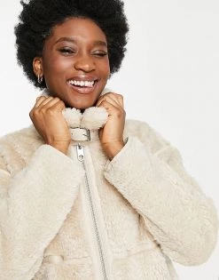 Urban Revivo Shearling Jacket In Cream For Women -Urban Revivo Sales unnamed file 1655