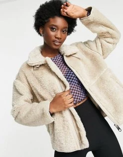 Urban Revivo Shearling Jacket In Cream For Women -Urban Revivo Sales unnamed file 1656