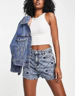 Urban Revivo Heart Denim Shorts In Blue For Women -Urban Revivo Sales unnamed file 1672