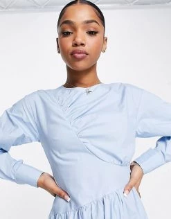 Urban Revivo Gathered Detail Midi Smock Dress In Light Blue For Women -Urban Revivo Sales unnamed file 173