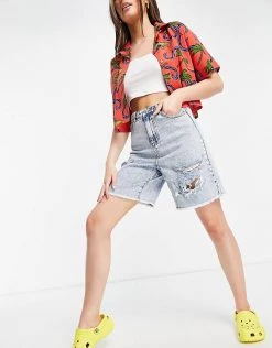 Urban Revivo Denim Shorts With Rips In Light Blue For Women -Urban Revivo Sales unnamed file 1750