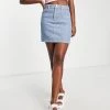 Urban Revivo Denim Mini Skirt In Light Blue For Women