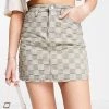 Urban Revivo Denim Mini Skirt In Beige Check For Women -Urban Revivo Sales unnamed file 1803