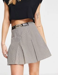 Urban Revivo Check Print Mini Skirt In Beige For Women -Urban Revivo Sales unnamed file 1820