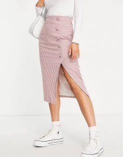 Urban Revivo Check Print Pencil Midi Skirt In Red For Women -Urban Revivo Sales unnamed file 1851