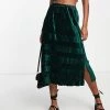 Urban Revivo Crinkle Midi Skirt In Dark Green For Women -Urban Revivo Sales unnamed file 1858
