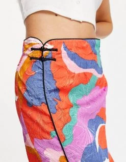 Urban Revivo Midi Skirt With Front Split In Red Print For Women -Urban Revivo Sales unnamed file 1880