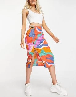 Urban Revivo Midi Skirt With Front Split In Red Print For Women -Urban Revivo Sales unnamed file 1881