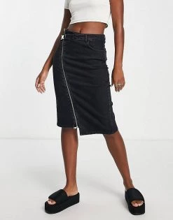 Urban Revivo Asymmetric Denim Mini Skirt In Black For Women -Urban Revivo Sales unnamed file 1887