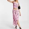 Urban Revivo Co-ord Floral Print Midi Skirt In Pink For Women Multi