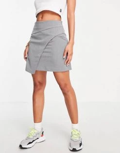 Urban Revivo Wrap Detail Mini Skirt In Grey For Women -Urban Revivo Sales unnamed file 1911