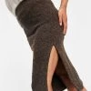 Urban Revivo Knitted Side Split Skirt In Brown For Women -Urban Revivo Sales unnamed file 1913
