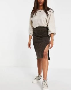Urban Revivo Knitted Side Split Skirt In Brown For Women -Urban Revivo Sales unnamed file 1916