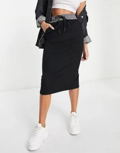 Urban Revivo Drawstring Waist Mini Skirt In Black For Women