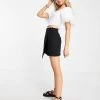 Urban Revivo Wrap Front Mini Skirt With Buckle Detail In Black For Women