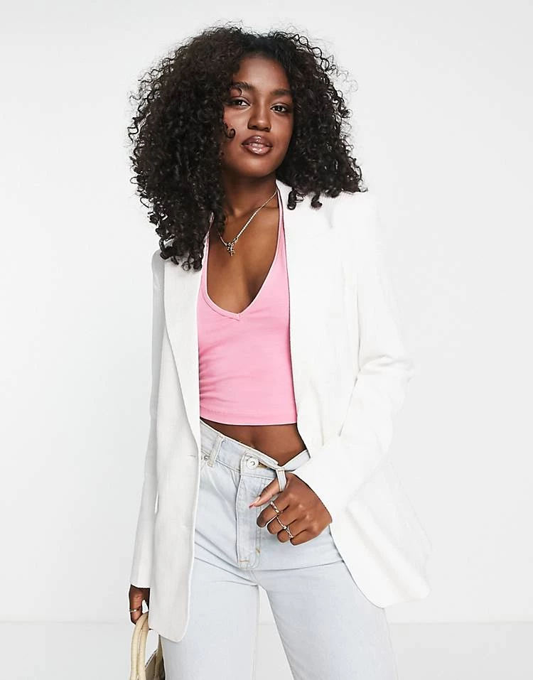 Urban Revivo Single Breasted Blazer In Off White For Women 7 Urban Revivo Single Breasted Blazer In Off White For Women - Image 5
