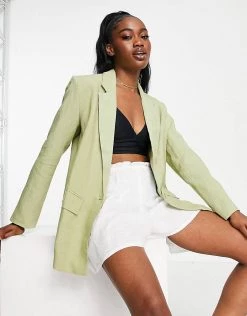 Urban Revivo Relaxed Blazer In Green For Women
