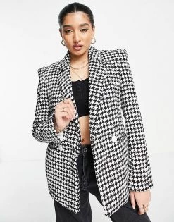 Urban Revivo Co-ord Blazer In Houndstooth For Women Grey Checkered -Urban Revivo Sales unnamed file 1960