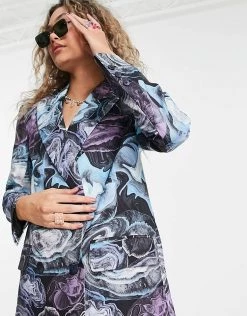 Urban Revivo Oversized Blazer In Grey Print For Women -Urban Revivo Sales unnamed file 1975