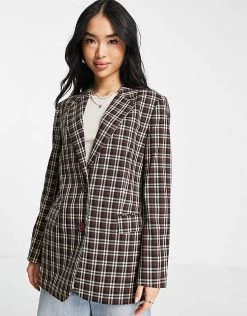 Urban Revivo Check Print Blazer In Brown For Women -Urban Revivo Sales unnamed file 1986