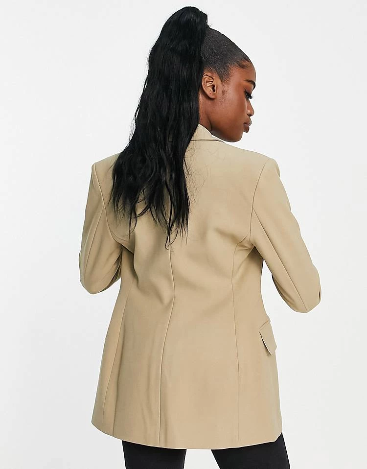 Urban Revivo Fitted Tailored Blazer In Beige For Women 4 Urban Revivo Fitted Tailored Blazer In Beige For Women - Image 2