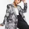 Urban Revivo Blazer In Grey Print For Women