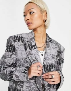 Urban Revivo Blazer In Grey Print For Women -Urban Revivo Sales unnamed file 2010