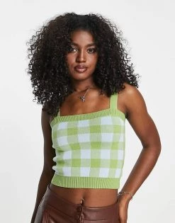 Urban Revivo Checked Knitted Vest In Blue For Women Blue Check