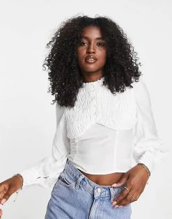 Urban Revivo Shirred Shirt In Off White For Women -Urban Revivo Sales unnamed file 2071