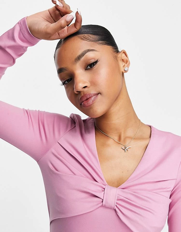 Urban Revivo Bow Front Long Sleeve Top In Pink For Women 5 Urban Revivo Bow Front Long Sleeve Top In Pink For Women - Image 3