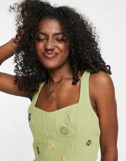 Urban Revivo Embroidered Crop Top In Green For Women -Urban Revivo Sales unnamed file 2090