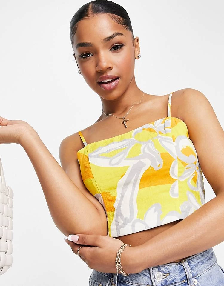 Urban Revivo Co-ord Crop Top In Yellow For Women 3 Urban Revivo Co-ord Crop Top In Yellow For Women