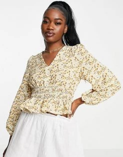 Urban Revivo Smock Detail Blouse In Yellow Floral Print For Women -Urban Revivo Sales unnamed file 2112