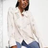 Urban Revivo Shell Print Shirt In Beige For Women