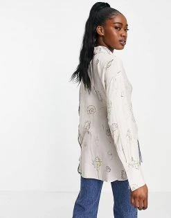 Urban Revivo Shell Print Shirt In Beige For Women -Urban Revivo Sales unnamed file 2115