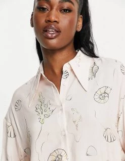 Urban Revivo Shell Print Shirt In Beige For Women -Urban Revivo Sales unnamed file 2116