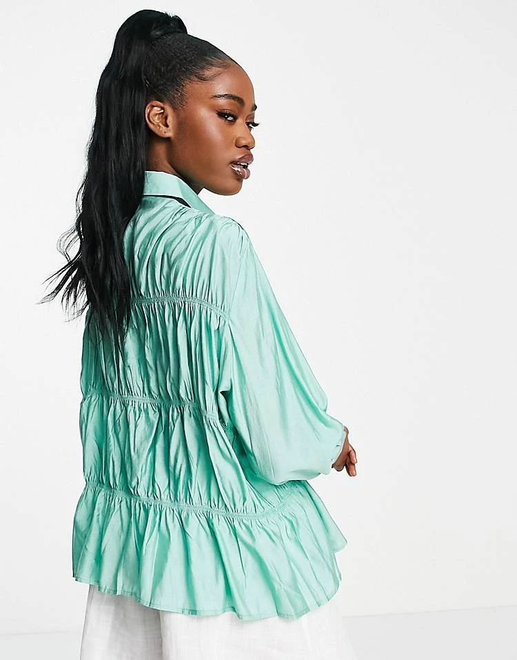Urban Revivo Ruched Detail Shirt In Light Green For Women 4 Urban Revivo Ruched Detail Shirt In Light Green For Women - Image 2