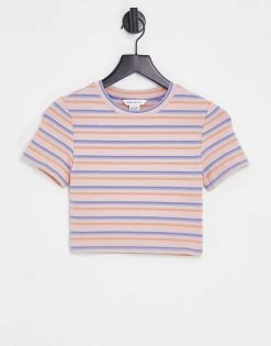 Urban Revivo Ribbed T-shirt In Stripe Print For Women Multi